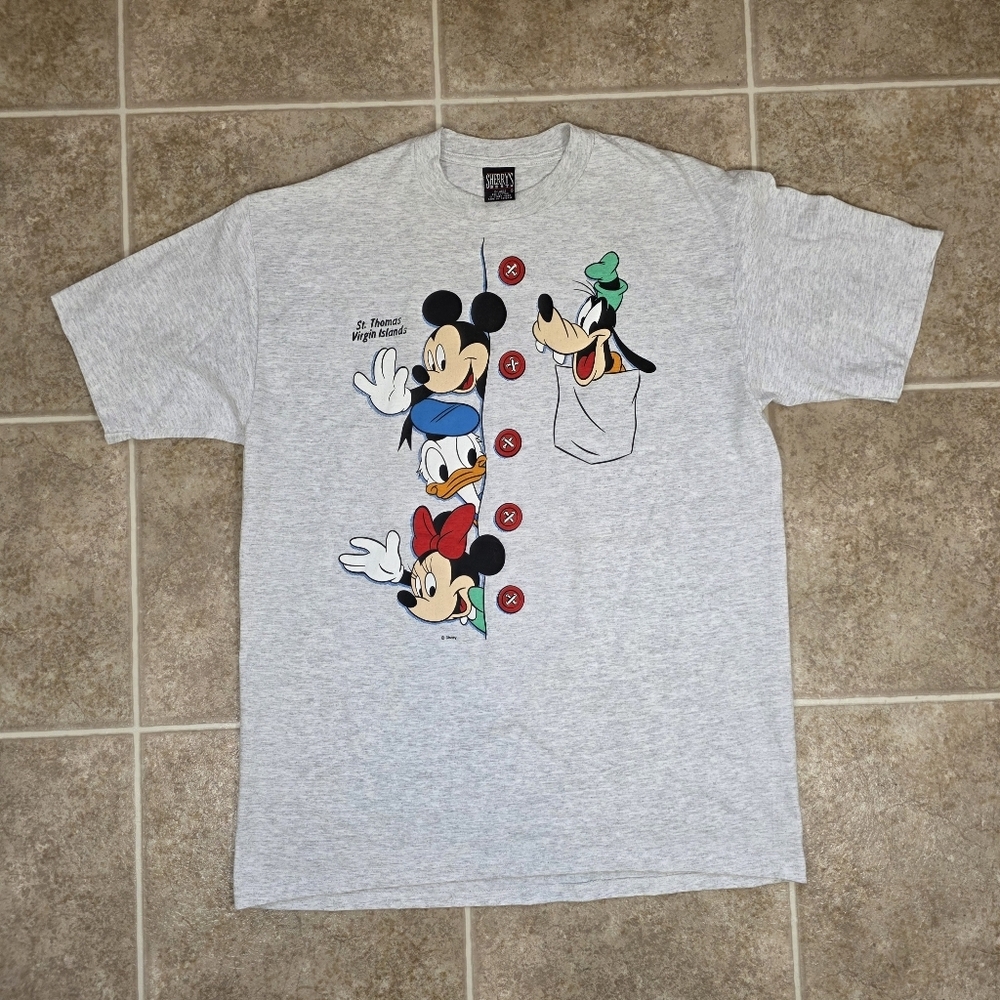 Vintage Disney Mickey Minnie Donald Goofy St Thomas Virgin Islands Graphic Tee